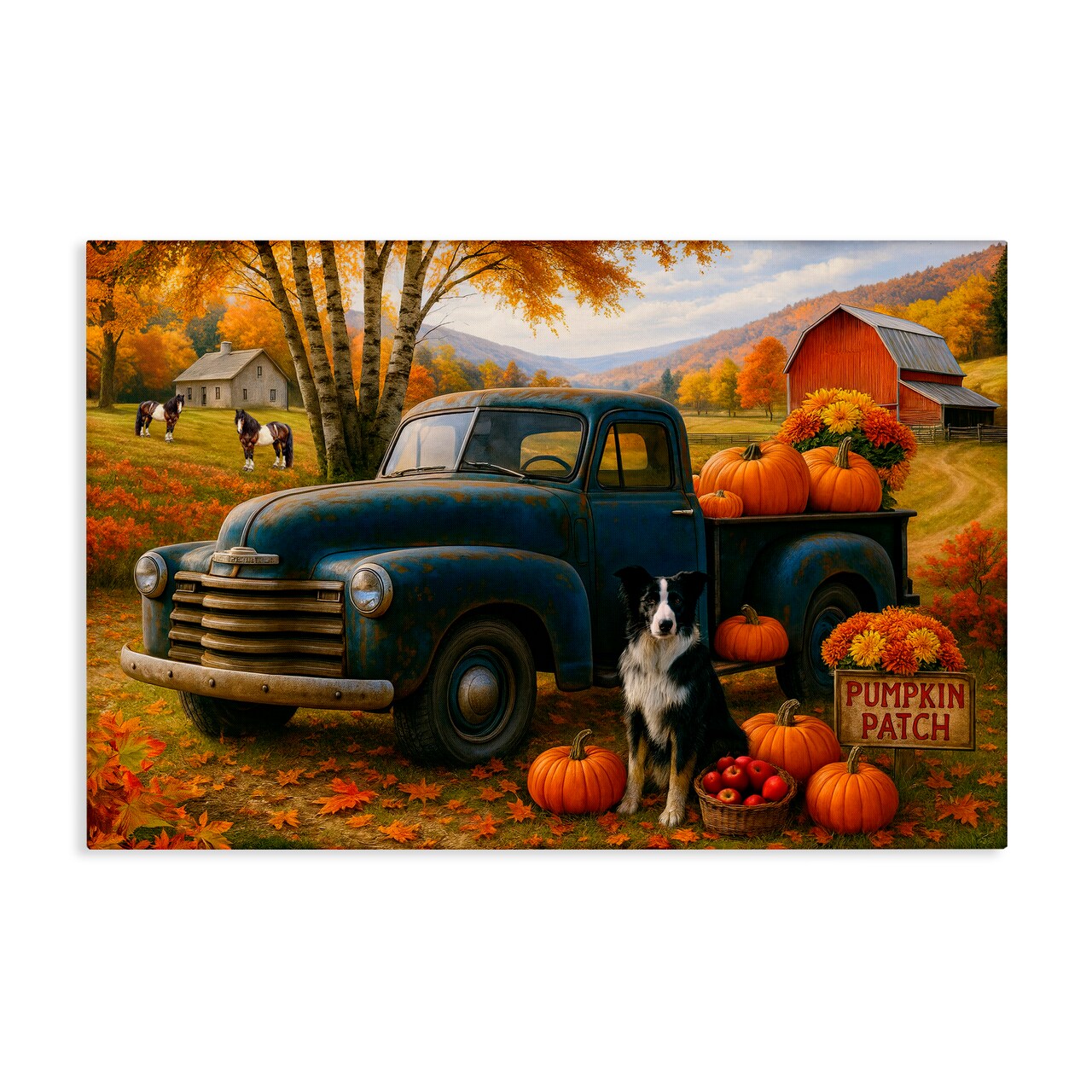 Stupell Industries Autumnal Farmland Collie Dog Canvas, design by Tom Crehan